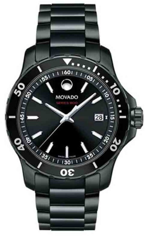 Shop Movado Series 800 Black Dial Black Steel Strap Watch For Men - 2600143 in USA
