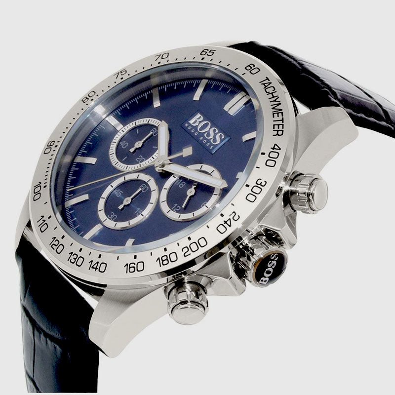 Hugo Boss Ikon Blue Dial Black Leather Strap Watch for Men - 1513176 Buy Now By Hugo Boss