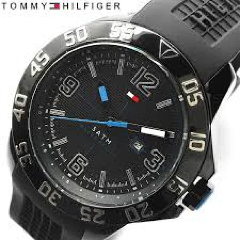 Shop Tommy Hilfiger Sport Multifunction Black Dial Black Rubber Strap Watch for Men - 1790983 in USA