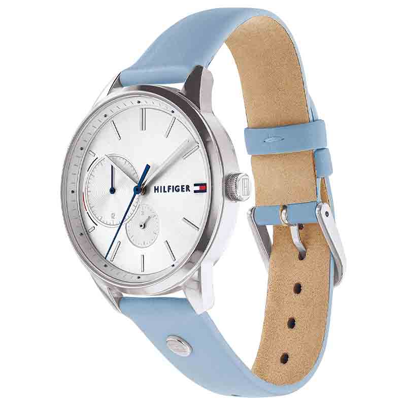 Shop Tommy Hilfiger Brooke Silver Dial Blue Leather Strap Watch for Women - 1782023 in USA