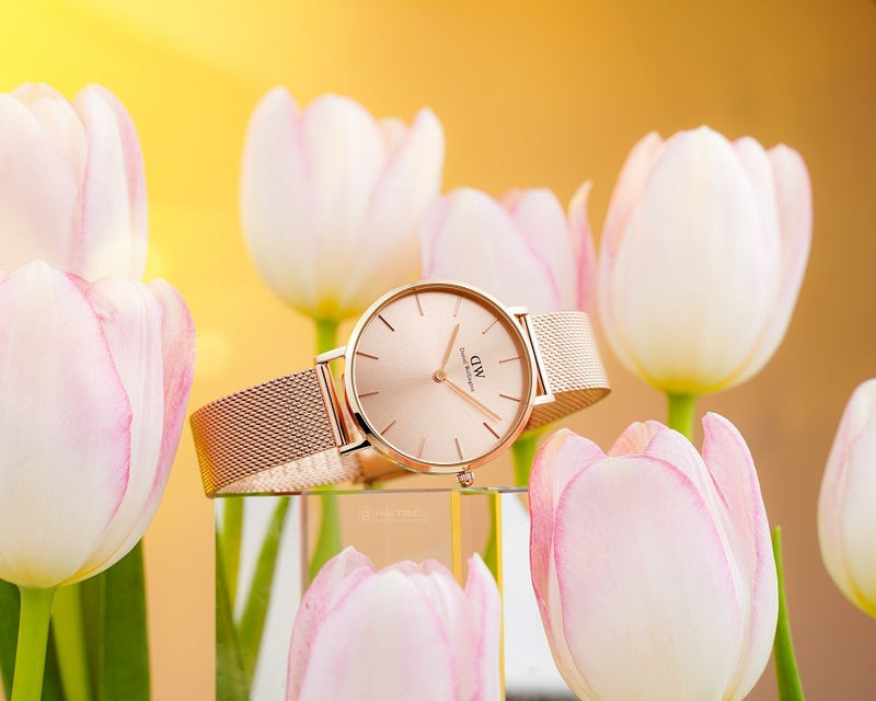 Daniel Wellington Petite Rose Gold Dial Rose Gold Mesh Bracelet Watch For Women - DW00100471 Buy Now By Daniel Wellington