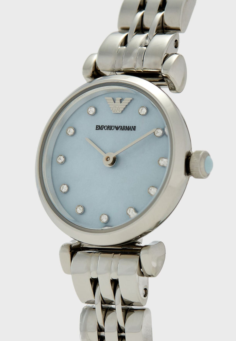 Emporio Armani Gianni Blue Dial Silver Steel Strap Watch For Women - AR1961 Buy Now By Emporio Armani