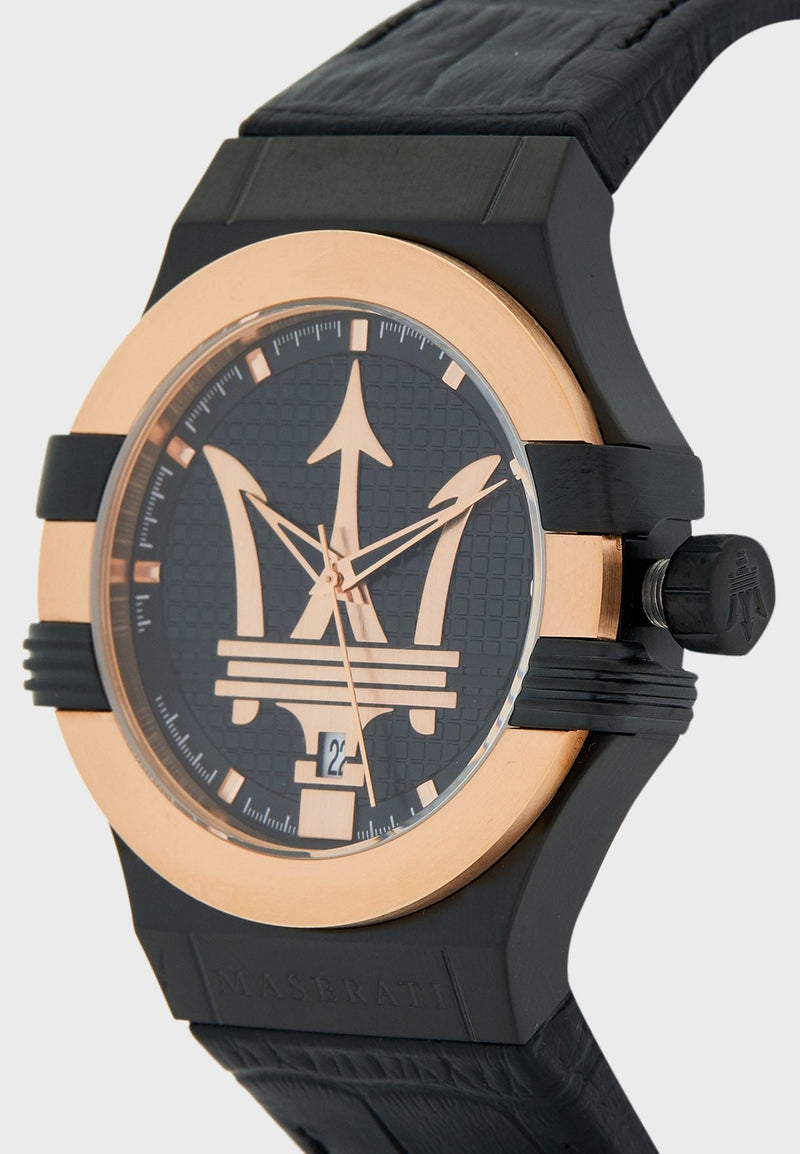 Maserati Potenza Quartz Black Dial Black Leather Strap Watch For Men - R8851108032 Buy Now By Maserati