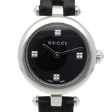 Shop Gucci Diamantissima Quartz Diamonds Black Dial Black Leather Strap Watch for Women - YA141506 in USA