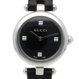 Gucci Diamantissima Quartz Diamonds Black Dial Black Leather Strap Watch for Women - YA141506