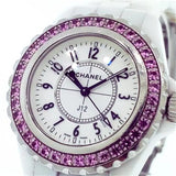 Shop Chanel J12 Sapphire Bezel Ceramic White Dial White Steel Strap Watch for Women - J12 H2010 in USA