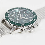 Hugo Boss Admiral Chronograph Green Dial Silver Mesh Bracelet Watch for Men - 1513905