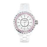 Shop Chanel J12 Sapphire Bezel Ceramic White Dial White Steel Strap Watch for Women - J12 H2010 in USA