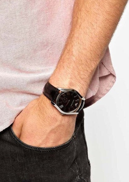 Emporio Armani Valente Black Dial Black Leather Strap Watch For Men - AR0643 Buy Now By Emporio Armani