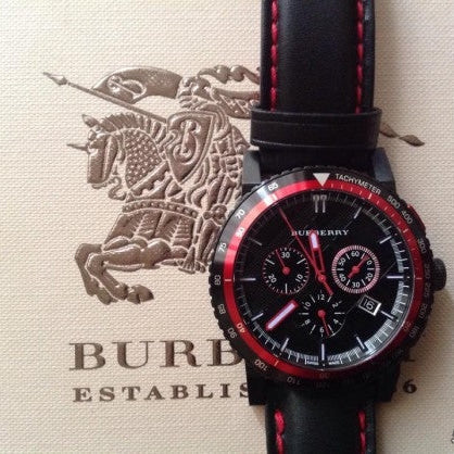 Burberry City Chronograph Black Dial Black Leather Strap Watch for Men - BU9803 Buy Now By Burberry
