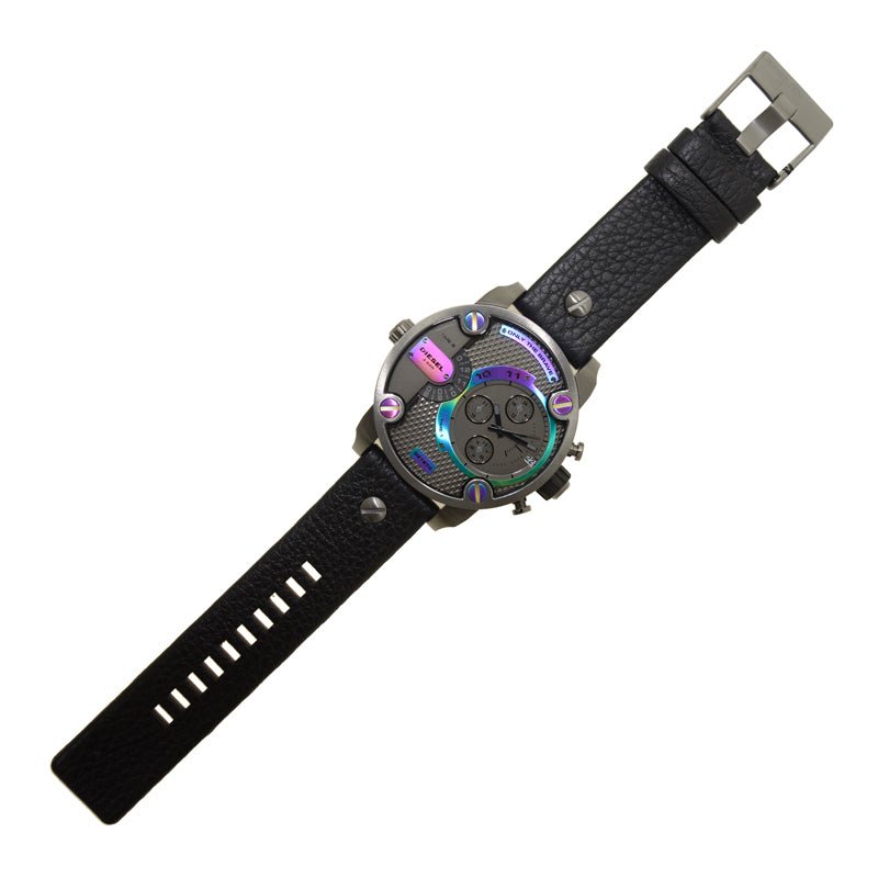 Diesel Badass Chronograph Anthracite Dial Black Leather Strap Watch For Men - DZ7270 Buy Now By Diesel