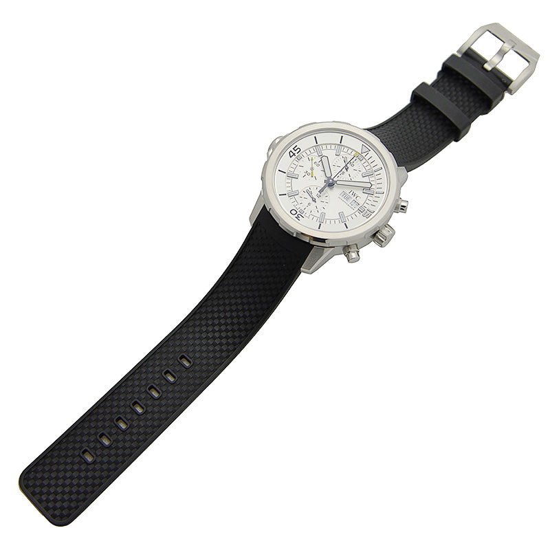 Shop IWC Aquatimer Chronograph White Dial Black Rubber Strap Watch for Men - IW376801 in USA