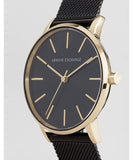 Armani Exchange Lola Three Hand Black Dial Black Mesh Strap Watch For Women - AX5548