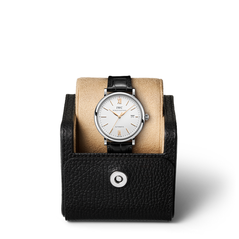 Shop IWC Portofino Automatic White Dial Black Leather Strap Watch for Men - IW356517 in USA