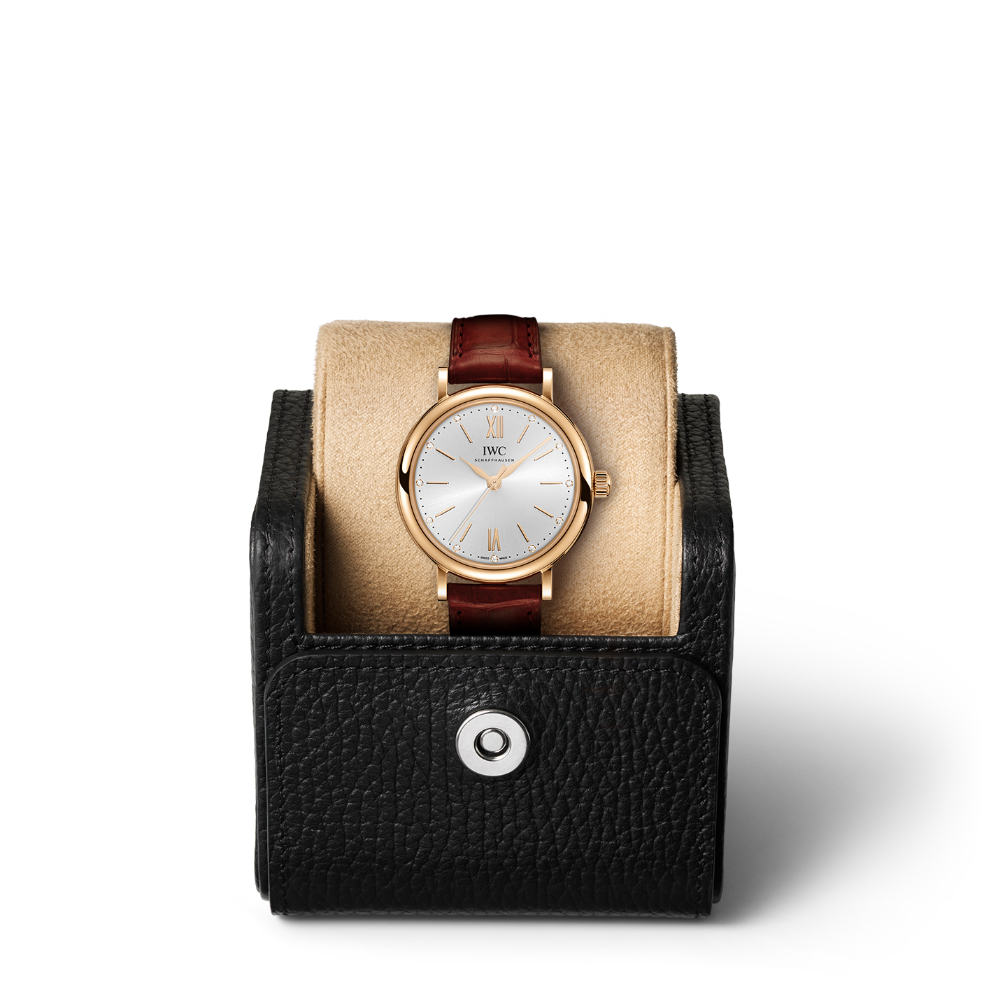 IWC Portofino Automatic Silver Dial Red Leather Strap Watch for Women - IW357401