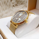 Versace V Circle Quartz Gold Dial Gold Mesh Bracelet Watch For Men - VBQ070017 Buy Now By Versace