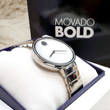 Shop Movado Edge Silver Dial Silver Steel Strap Watch for Women - 3680012 in USA