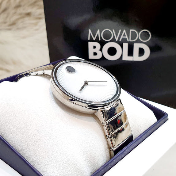 Shop Movado Edge Silver Dial Silver Steel Strap Watch for Women - 3680012 in USA