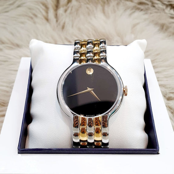 Shop Movado Veturi Quartz Black Dial Two Tone Steel Strap Watch for Men - 0606932 in USA