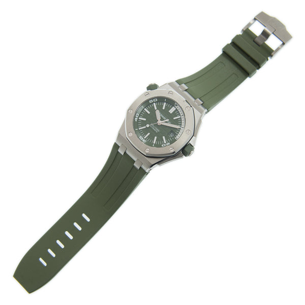 Audemars Piguet Royal Oak Offshore Diver Green Dial Green Rubber Strap Watch for Men - 15710ST.OO.A052CA.01