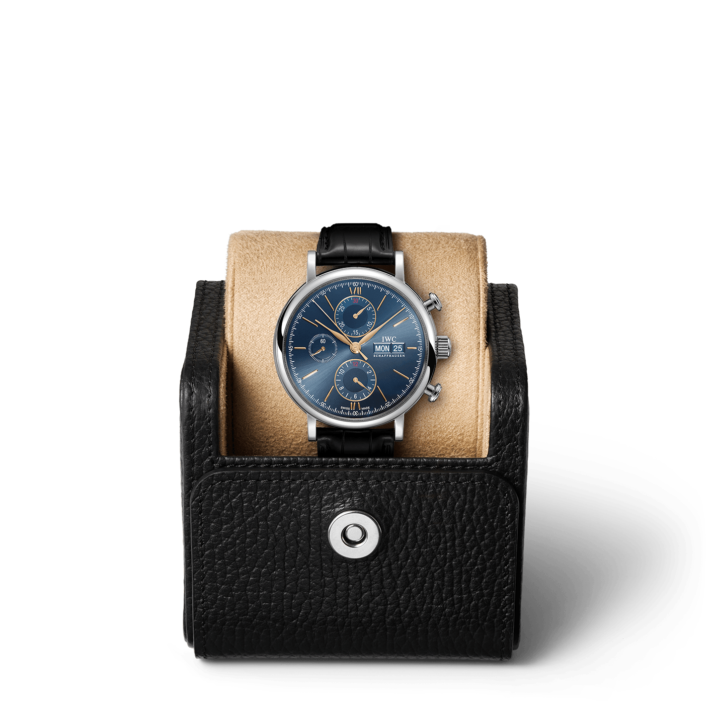 IWC Portofino Chronograph Blue Dial Black Leather Strap Watch for Men - IW391036