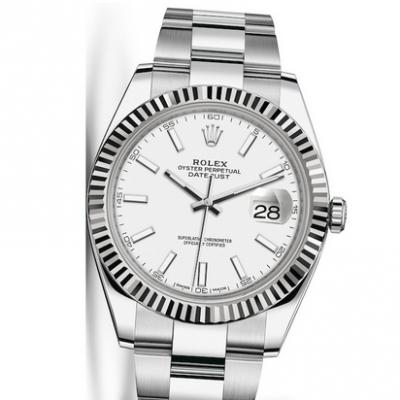 Shop Rolex Datejust 41 Oyster White Dial Oystersteel & White Gold Steel Strap Watch for Men - M126334-0009 in USA