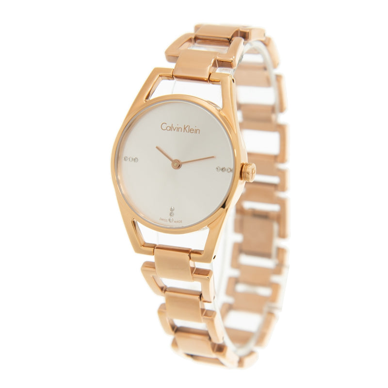 Calvin Klein Dainty Diamonds Silver Dial Rose Gold Steel Strap Watch for Women - K7L2364T Buy Now By Calvin Klein