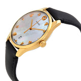Gucci G-Timeless Mother of Pearl Dial Black Leather Strap Watch For Women - YA1264044 Buy Now By Gucci