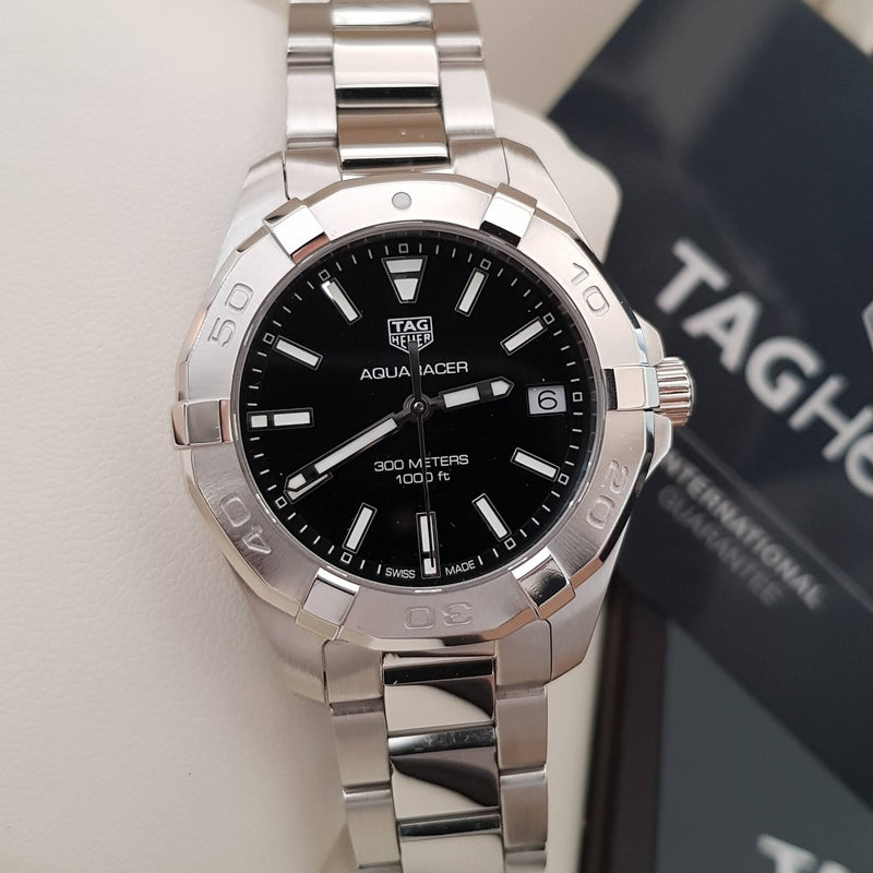 Shop Tag Heuer Aquaracer Black Dial Silver Steel Strap Watch for Women - WBD1310.BA0740 in USA