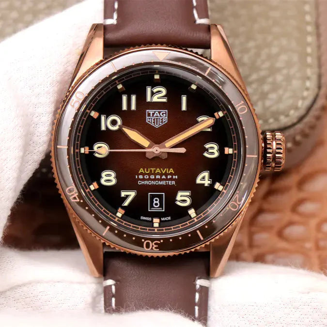 Tag Heuer Autavia Brown Dial Brown Leather Strap Watch for Men - WBE5191.FC8276