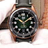 Tag Heuer Autavia Calibre 5 Automatic Olive Green Dial Green Leather Strap Watch for Men - WBE5190.FC8268 Buy Now By Tag Heuer