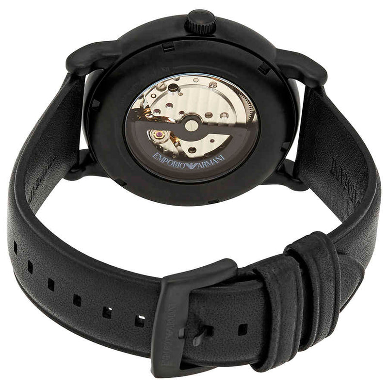 Emporio Armani Luigi Automatic Skeleton Black Dial Black Leather Strap Watch For Men - AR60012 Buy Now By Emporio Armani