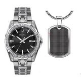 Bulova Crystal Collection Black Dial Silver Steel Strap Watch for Men - 96K104 Buy Now By Bulova