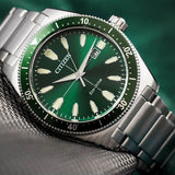 Citizen Eco Drive Vintage Green Dial Silver Steel Strap Watch For Men - AW1598-70X Buy Now By Citizen