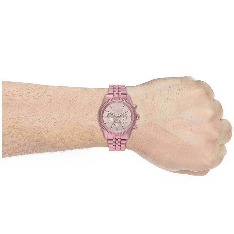 Shop Michael Kors Lexington Chronograph Pink Dial Pink Steel Strap Watch for Women - MK8792 in USA