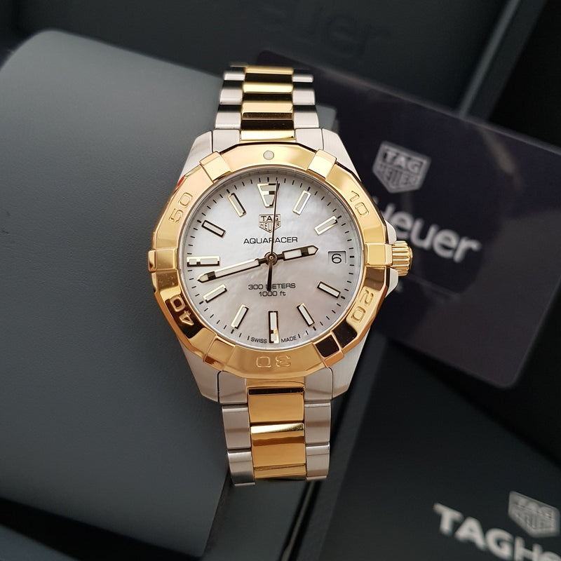 Shop Tag Heuer Aquaracer Mother of Pearl Dial Two Tone Steel Strap Watch for Women - WBD1320.BB0320 in USA