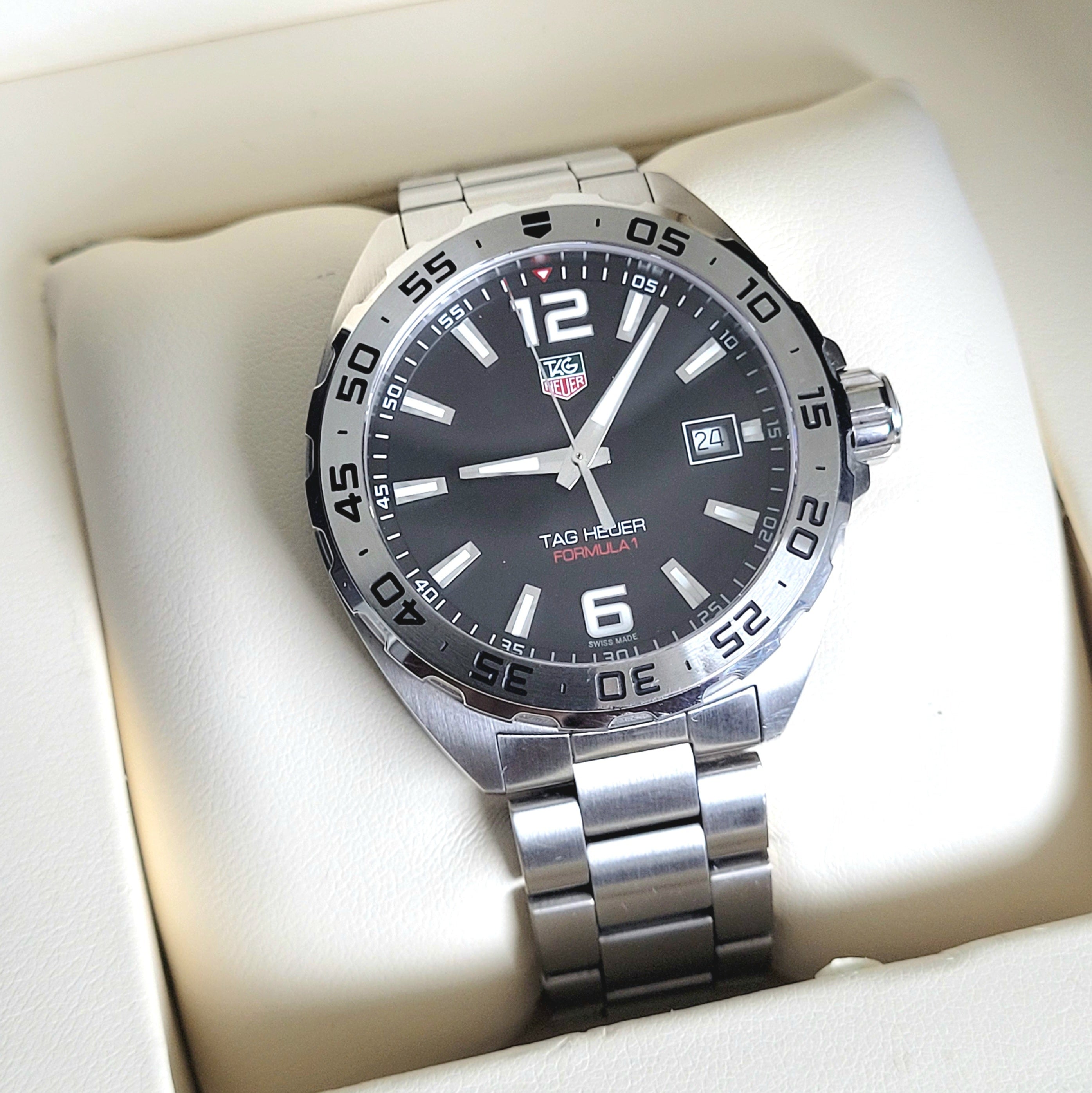 Tag Heuer Formula 1 Black Dial Silver Steel Strap Watch for Men - WAZ1112.BA0875