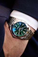 Breitling Chronomat GMT 40 Green Dial Silver Steel Strap Watch for Men - A32398101L1A1