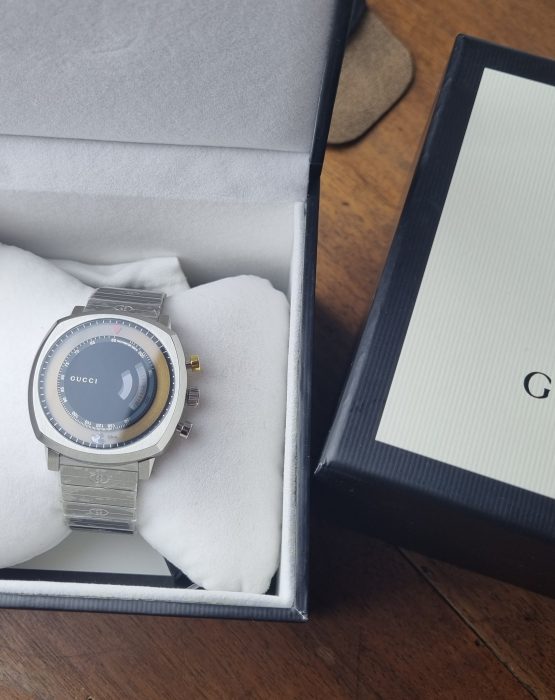 Gucci Grip Chronograph Disney Black Dial Silver Steel Strap Watch For Men - YA157307 Buy Now By Gucci