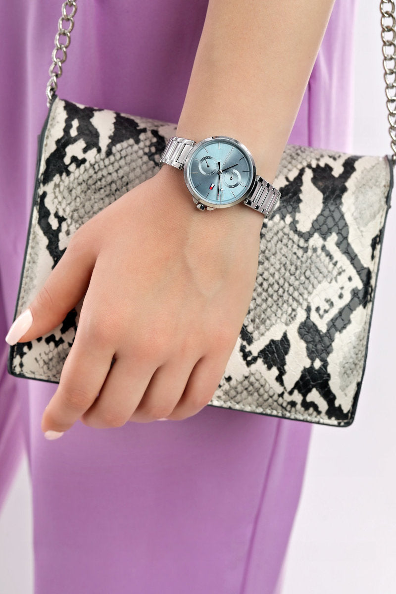 Shop Tommy Hilfiger Angela Blue Dial Silver Steel Strap Watch for Women - 1782126 in USA