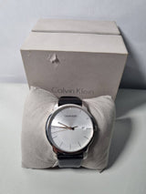 Calvin Klein City White Dial Black Leather Strap Watch for Men - K2G2G1CD