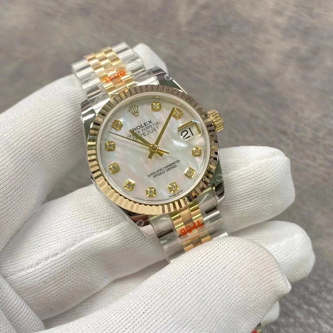 Rolex Datejust Oyster 36 Diamonds Silver Dial Two Tone Oystersteel Yellow Gold Strap Watch for Women - M126233-0023