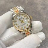 Shop Rolex Datejust Oyster 36 Diamonds Silver Dial Two Tone Oystersteel Yellow Gold Strap Watch for Women - M126233-0023 in USA
