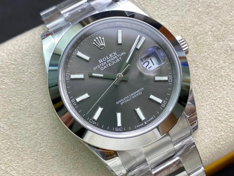 Shop Rolex Datejust 41 Oyster Grey Dial Oystersteel Strap Watch for Men - M126300-0007 in USA
