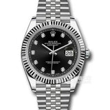 Shop Rolex Datejust 41 Oyster Diamonds Black Dial Oystersteel & White Gold Strap Watch for Men - M126334-0012 in USA