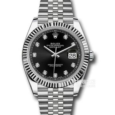 Shop Rolex Datejust 41 Oyster Diamonds Black Dial Oystersteel & White Gold Strap Watch for Men - M126334-0012 in USA