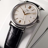 Shop IWC Portofino Automatic White Dial Black Leather Strap Watch for Men - IW356517 in USA