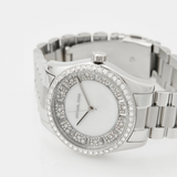 Michael Kors Lexington Lux Three Hand Mother of Pearl Silver Dial Silver Steel Strap Watch for Women - MK7445 Buy Now By Michael Kors