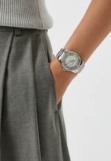 Michael Kors Lexington Lux Three Hand Mother of Pearl Silver Dial Silver Steel Strap Watch for Women - MK7445 Buy Now By Michael Kors