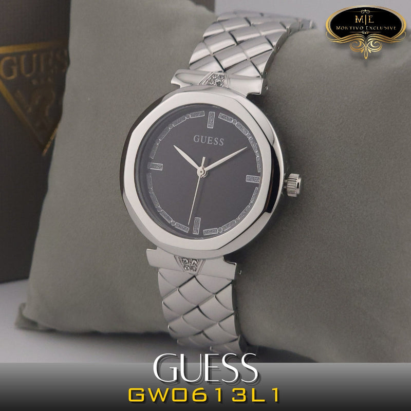Guess Rumour Quartz Black Dial Silver Steel Strap Watch For Women - GW0613L1 Buy Now By Guess